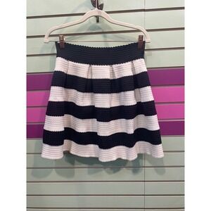 Alythea Black White Striped Skater Skirt Preppy Aesthetic Parisian Chic small